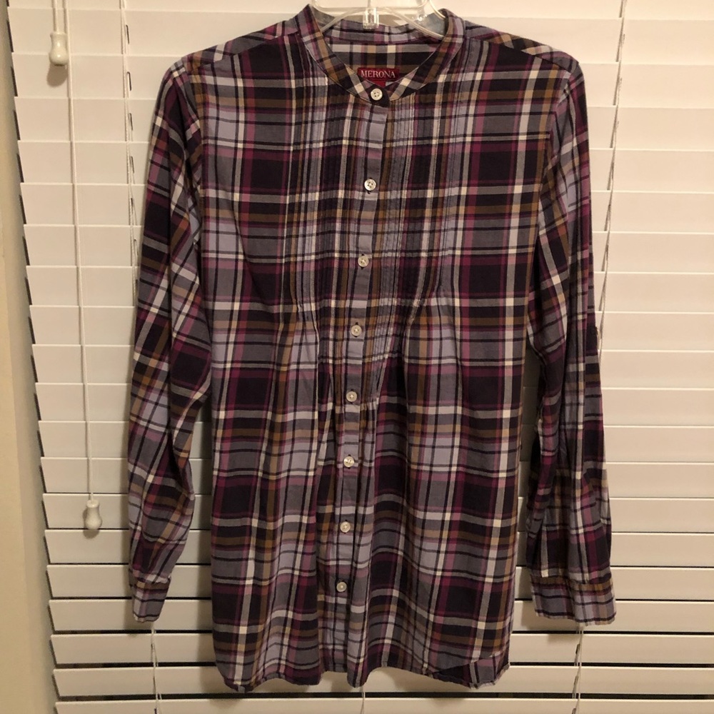 Plaid button down blouse
